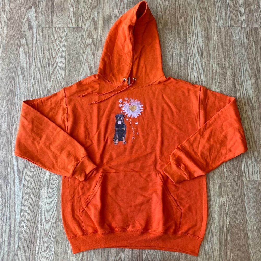 You are my Sunshine Dog Flower Hoodie Orange Medium
